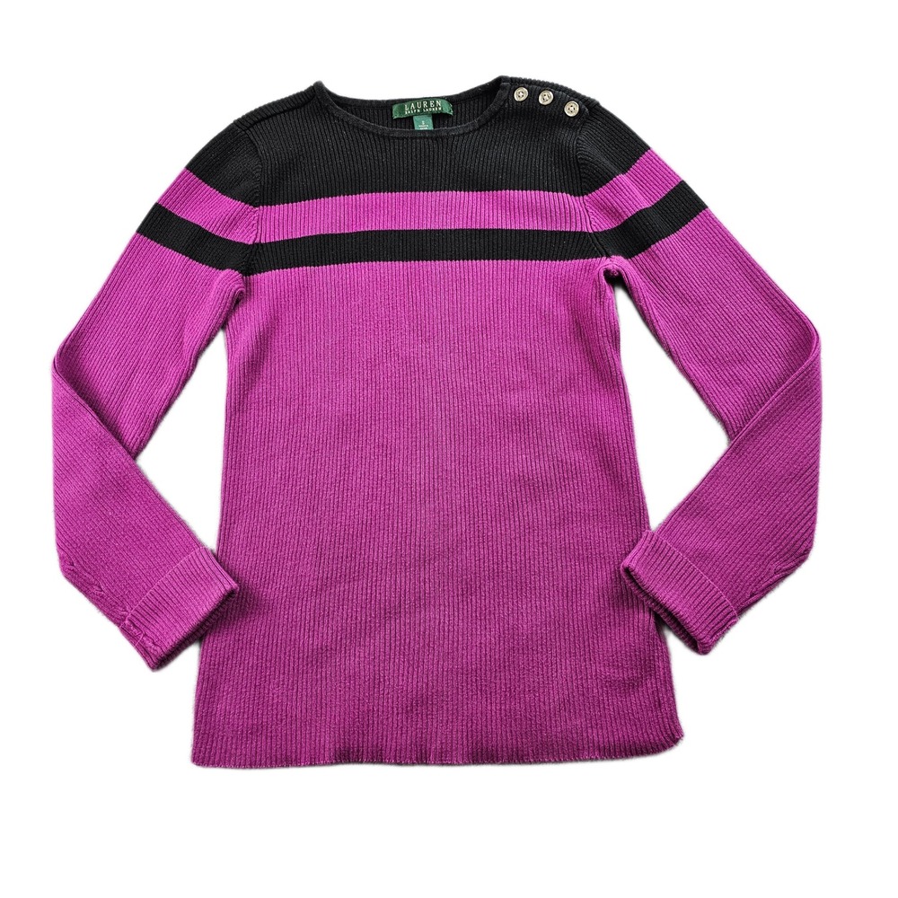 Lauren Ralph Lauren Sweater Womens S Pink Knitted Crew Neck Long Sleeve Pullover